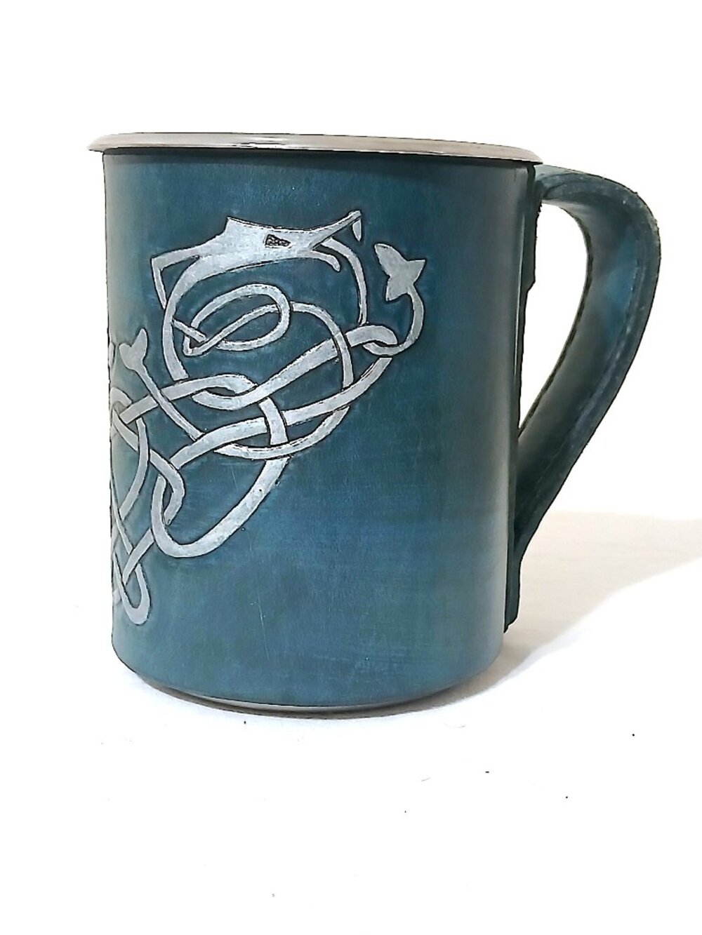 Handcrafted Celtic Leather Wrapped Vollrath Stainless Steel Tankard Renaissance